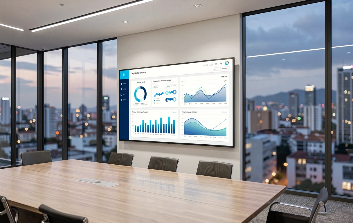 Visualización de datos corporativa en entorno empresarial